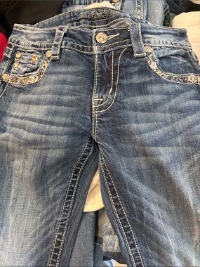 Miss Me Blue Embroidered Pocket Bootcut Jeans